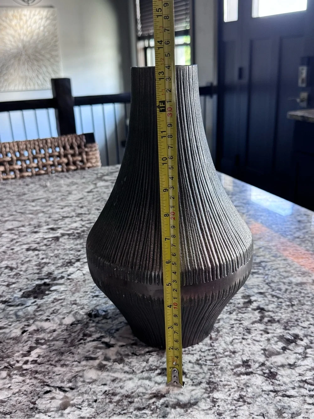 Crate&Barrel Augusta Vase Ribbed Metallic Bronze Accent Vase